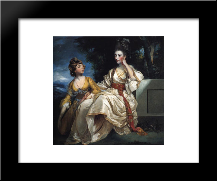 Mrs. Thrale And Her Daughter Hester (Queeney) 20x24 Black Modern Wood Framed Art Print Poster by Reynolds, Joshua