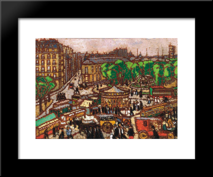 Busy City Scene 20x24 Black Modern Wood Framed Art Print Poster by Rippl Ronai, Jozsef