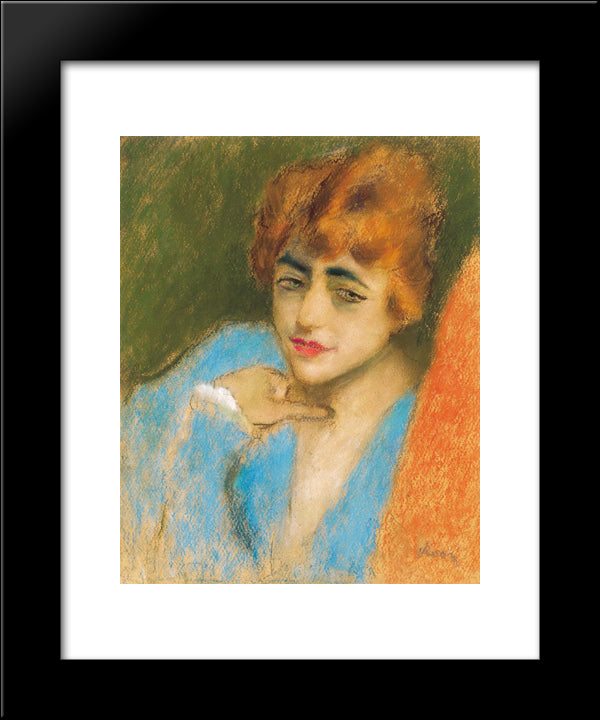 Girl Dressed Up In Blue 20x24 Black Modern Wood Framed Art Print Poster by Rippl Ronai, Jozsef