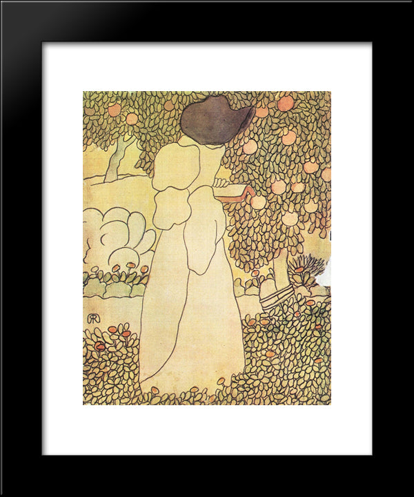 Lady In Her Garden 20x24 Black Modern Wood Framed Art Print Poster by Rippl Ronai, Jozsef
