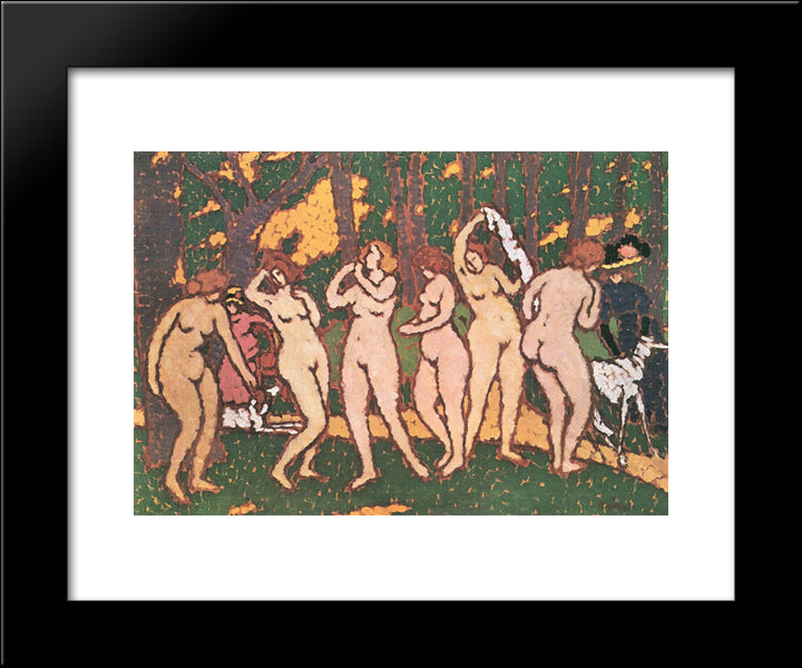 Nudes In The Park 20x24 Black Modern Wood Framed Art Print Poster by Rippl Ronai, Jozsef