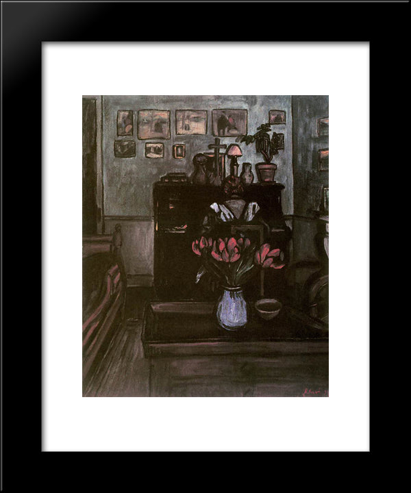 Twilight In An Intimate Room 20x24 Black Modern Wood Framed Art Print Poster by Rippl Ronai, Jozsef