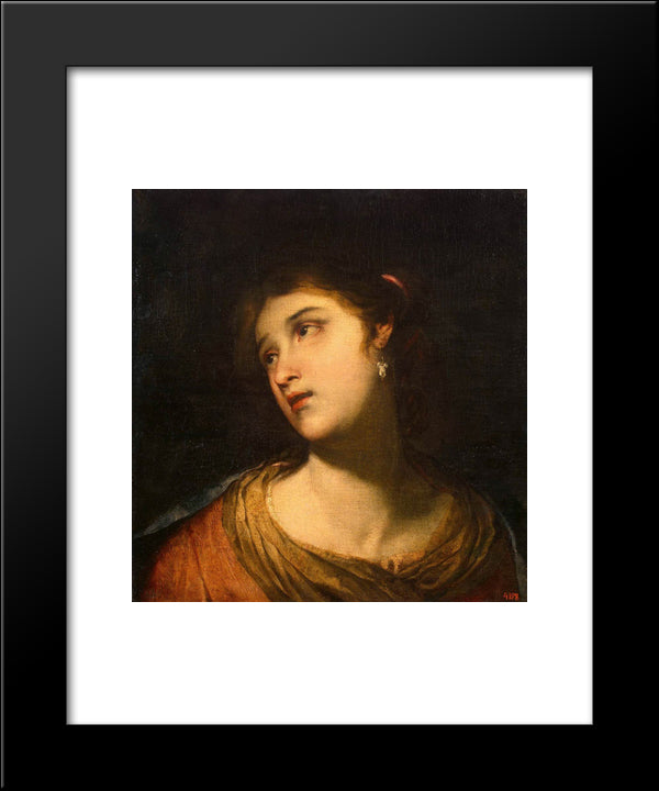 Head Of A Woman 20x24 Black Modern Wood Framed Art Print Poster by Valdes Leal, Juan de