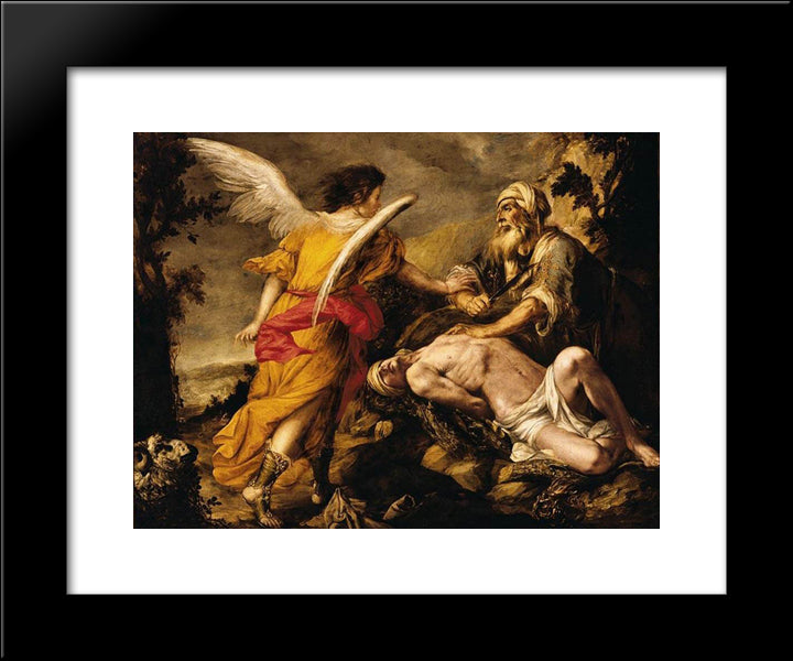 The Sacrifice Of Isaac 20x24 Black Modern Wood Framed Art Print Poster by Valdes Leal, Juan de