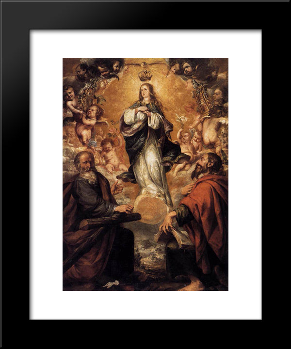Virgin Of The Immaculate Conception With Sts Andrew And John The Baptist 20x24 Black Modern Wood Framed Art Print Poster by Valdes Leal, Juan de
