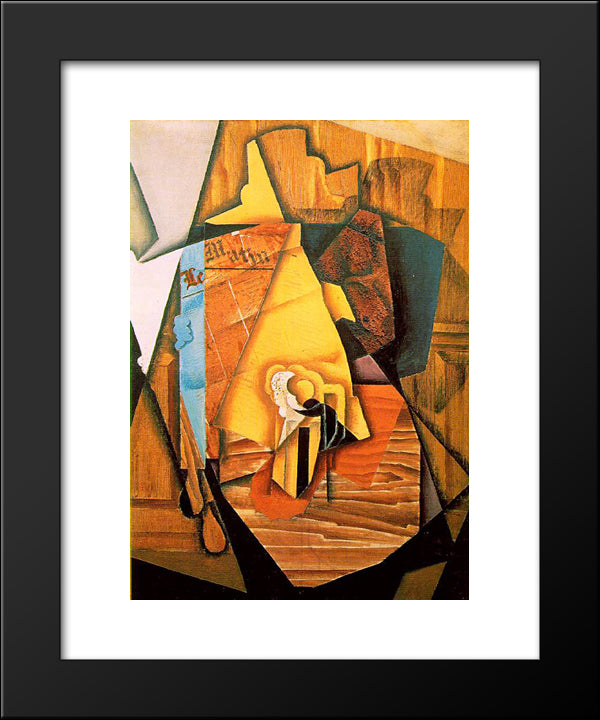 A Man In A Cafe 20x24 Black Modern Wood Framed Art Print Poster by Gris, Juan