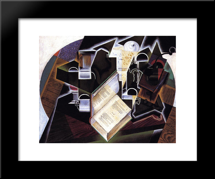 Book, Pipe And Glasses 20x24 Black Modern Wood Framed Art Print Poster by Gris, Juan