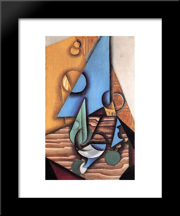 Bottle And Glass On A Table 20x24 Black Modern Wood Framed Art Print Poster by Gris, Juan