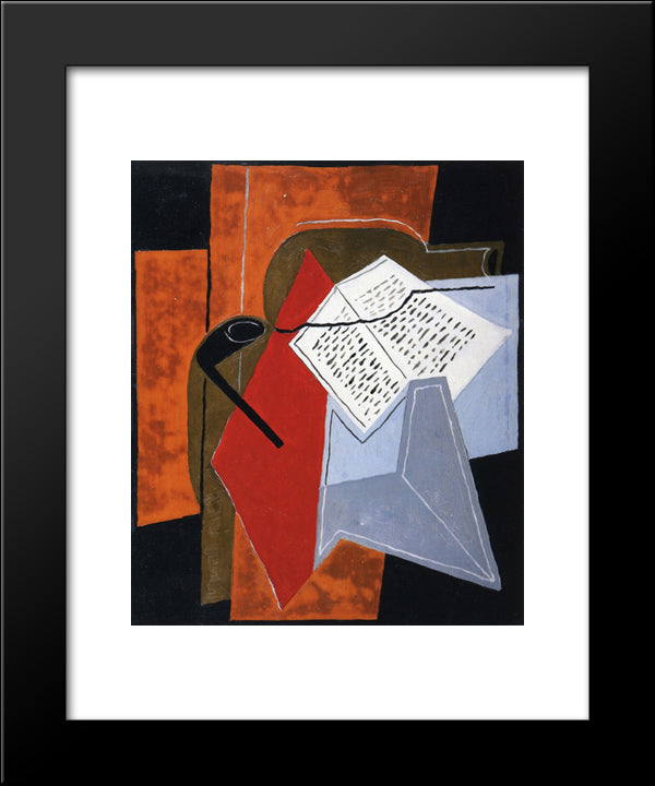 Bowl And Book 20x24 Black Modern Wood Framed Art Print Poster by Gris, Juan