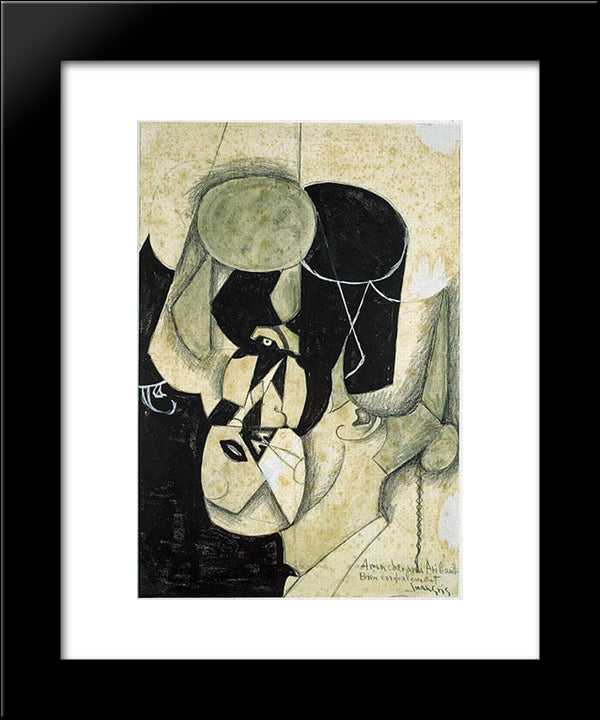 Bullfighter 20x24 Black Modern Wood Framed Art Print Poster by Gris, Juan