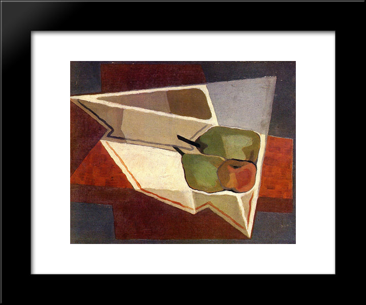 Fruit With Bowl 20x24 Black Modern Wood Framed Art Print Poster by Gris, Juan