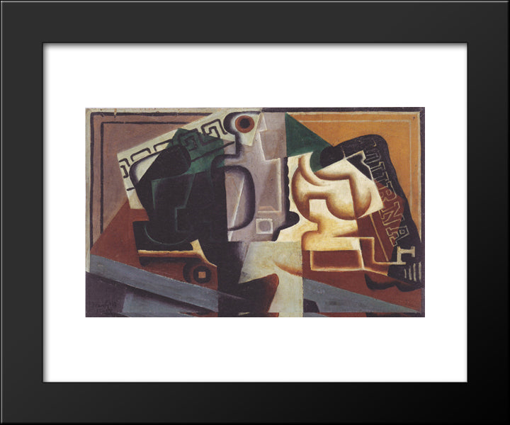 Glass And Carafe 20x24 Black Modern Wood Framed Art Print Poster by Gris, Juan