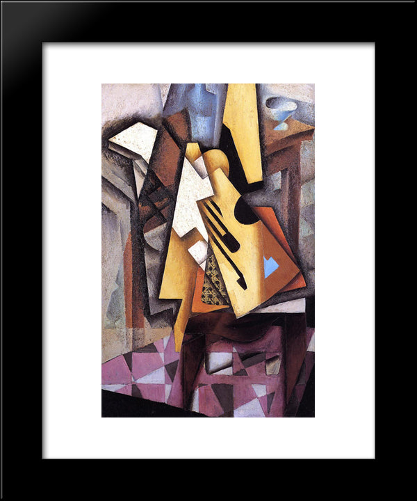 Guitar On A Chair 20x24 Black Modern Wood Framed Art Print Poster by Gris, Juan