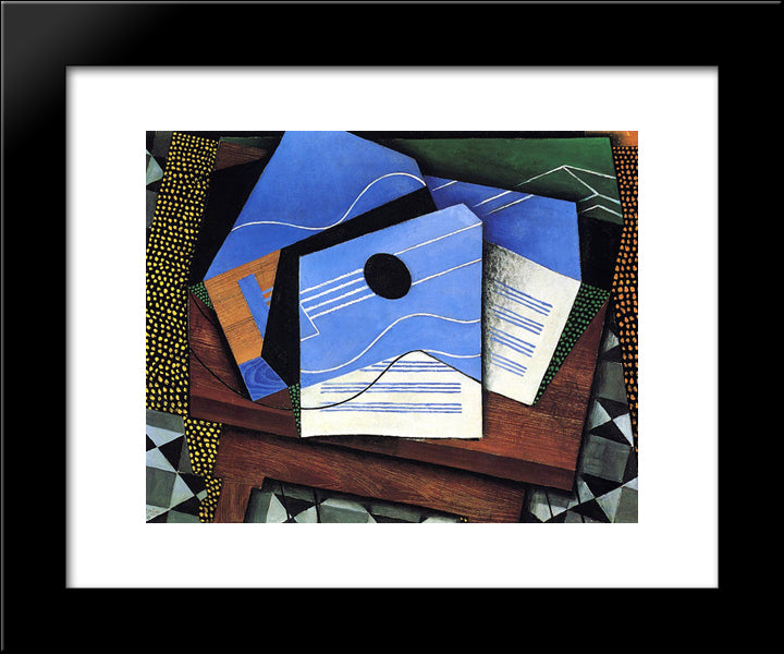 Guitar On A Table 20x24 Black Modern Wood Framed Art Print Poster by Gris, Juan