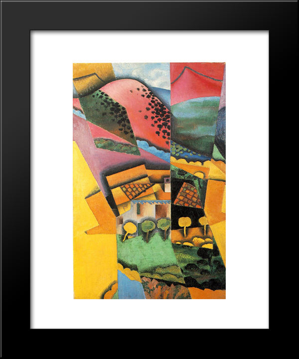 Landscape At Ceret 20x24 Black Modern Wood Framed Art Print Poster by Gris, Juan