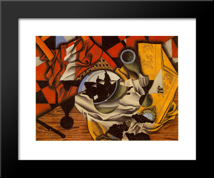 Pears And Grapes On A Table 20x24 Black Modern Wood Framed Art Print Poster by Gris, Juan