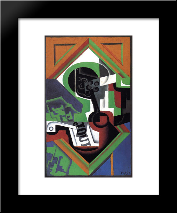 Pipe And Fruit Dish With Grapes 20x24 Black Modern Wood Framed Art Print Poster by Gris, Juan