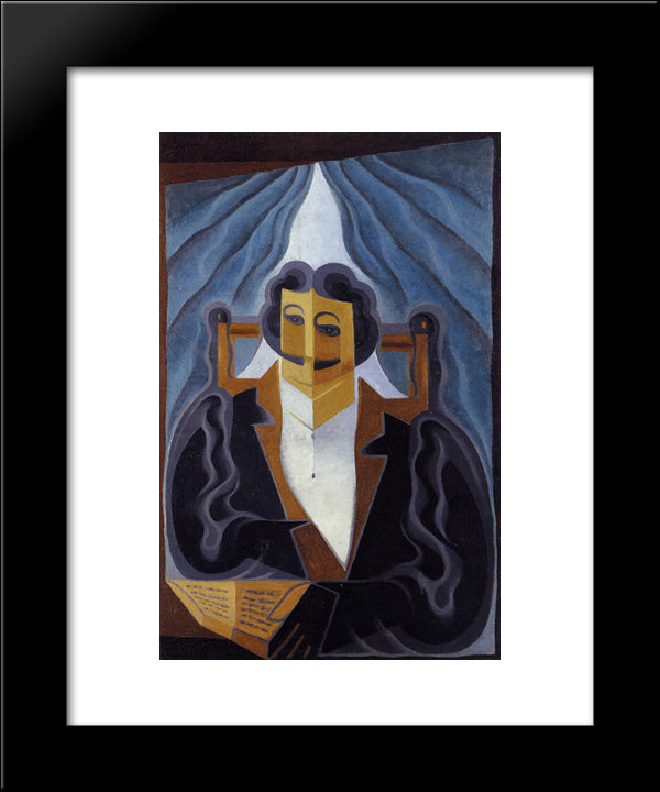 Portrait Of A Man 20x24 Black Modern Wood Framed Art Print Poster by Gris, Juan