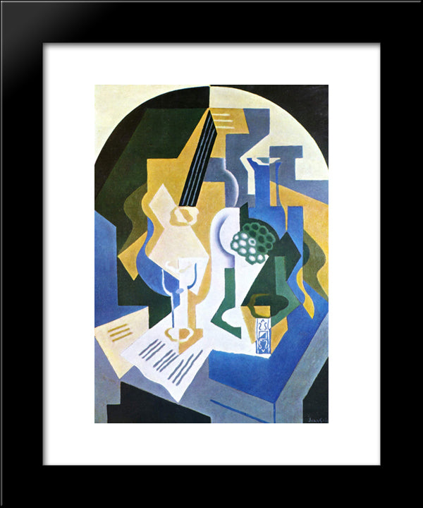 Still Life With Fruit Bowl And Mandolin 20x24 Black Modern Wood Framed Art Print Poster by Gris, Juan