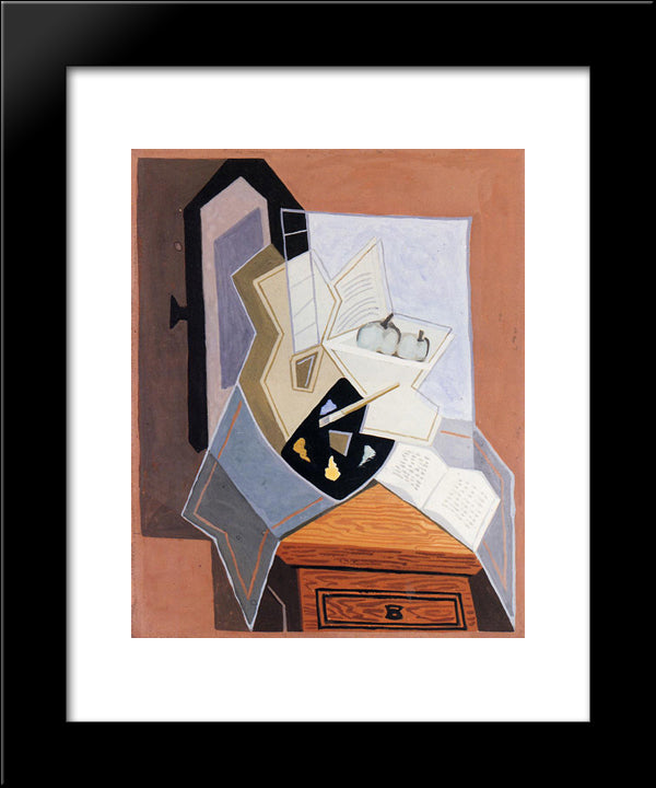 Still Life At The Open Windowq 20x24 Black Modern Wood Framed Art Print Poster by Gris, Juan