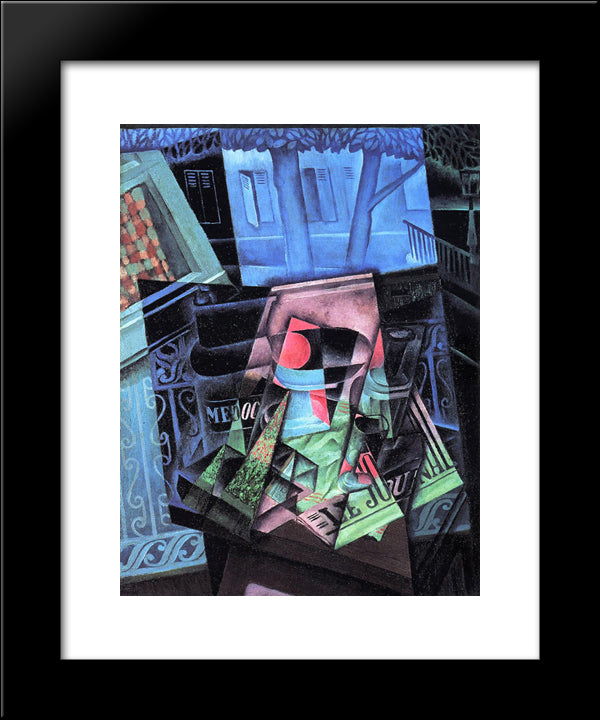 Still Life Before An Open Window (Place Ravignan) 20x24 Black Modern Wood Framed Art Print Poster by Gris, Juan