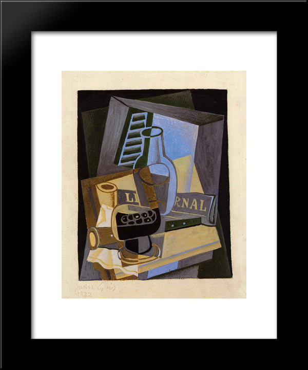 Still Life In Front Of The Wiindow 20x24 Black Modern Wood Framed Art Print Poster by Gris, Juan