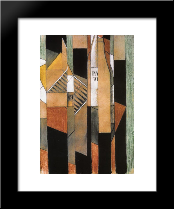 Still Life With Bottle And Cigars 20x24 Black Modern Wood Framed Art Print Poster by Gris, Juan