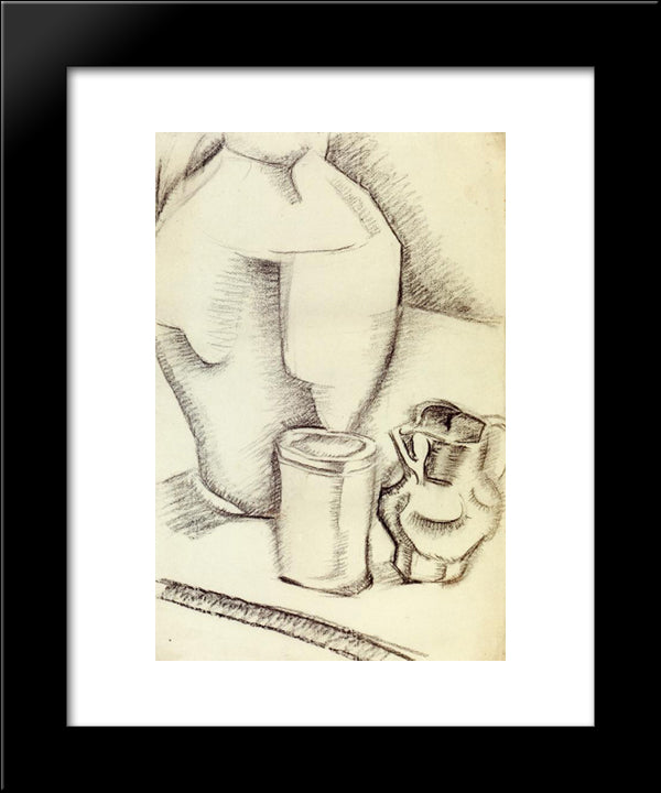 Still Life With Goblet 20x24 Black Modern Wood Framed Art Print Poster by Gris, Juan