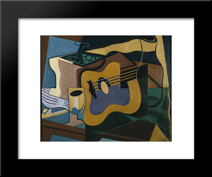 Still Life With Guitar 20x24 Black Modern Wood Framed Art Print Poster by Gris, Juan