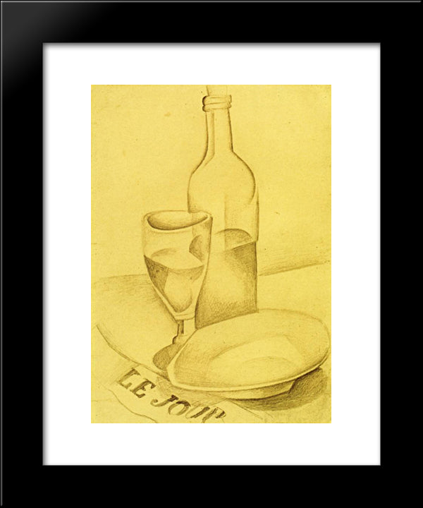 Still Life With Newspaper 20x24 Black Modern Wood Framed Art Print Poster by Gris, Juan