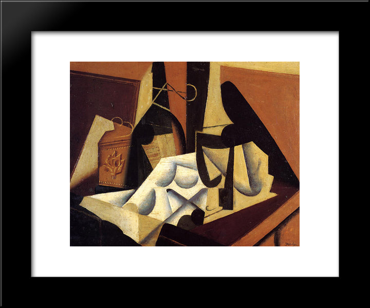 Still Life With White Tablecloth 20x24 Black Modern Wood Framed Art Print Poster by Gris, Juan