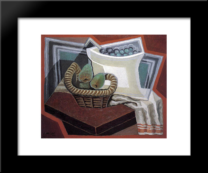 The Basket Of Pears 20x24 Black Modern Wood Framed Art Print Poster by Gris, Juan
