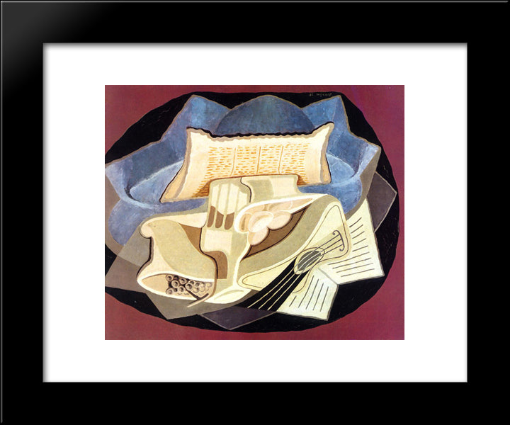 The Blue Cloth 20x24 Black Modern Wood Framed Art Print Poster by Gris, Juan