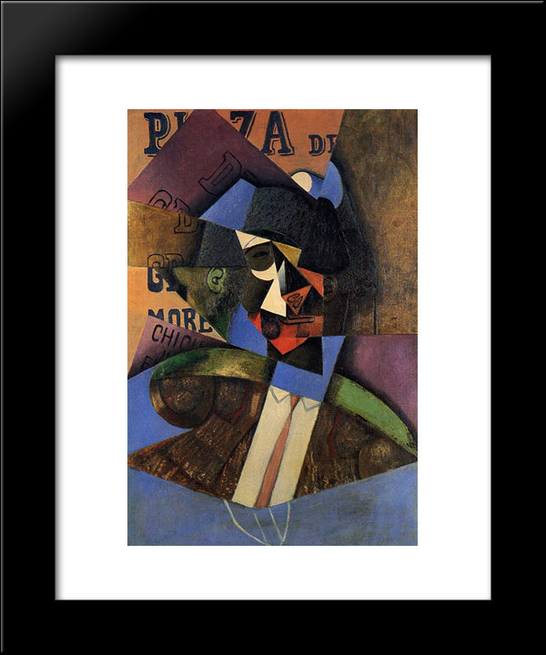The Bull Fighter 20x24 Black Modern Wood Framed Art Print Poster by Gris, Juan