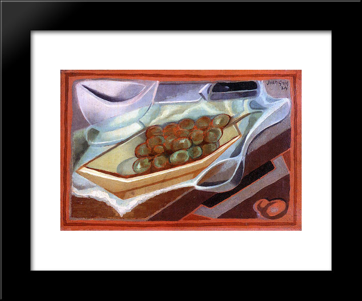 The Bunch Of Grapes 20x24 Black Modern Wood Framed Art Print Poster by Gris, Juan