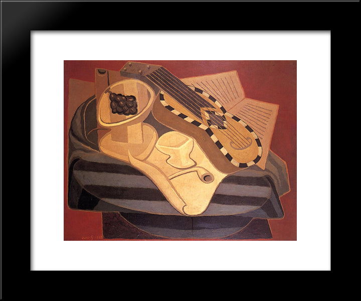 The Guitar With Inlay 20x24 Black Modern Wood Framed Art Print Poster by Gris, Juan