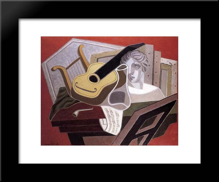 The Musician S Table 20x24 Black Modern Wood Framed Art Print Poster by Gris, Juan