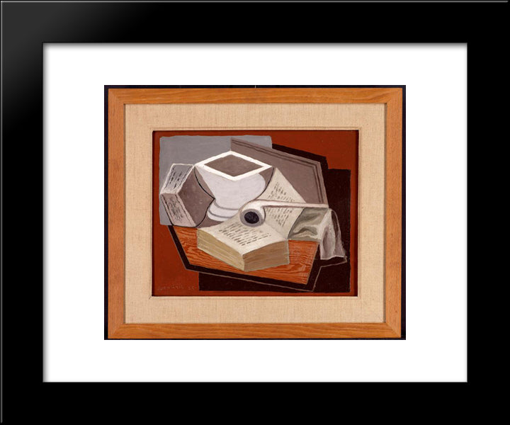 The Open Book 20x24 Black Modern Wood Framed Art Print Poster by Gris, Juan