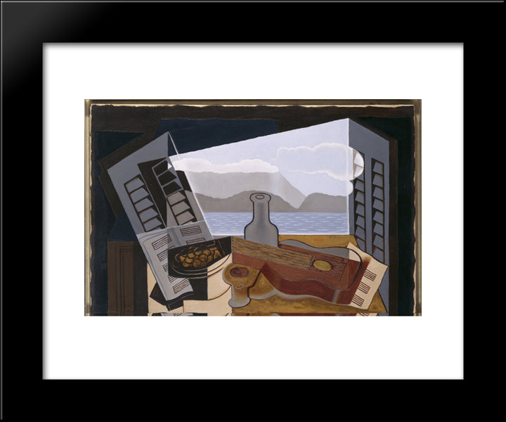 The Open Window 20x24 Black Modern Wood Framed Art Print Poster by Gris, Juan