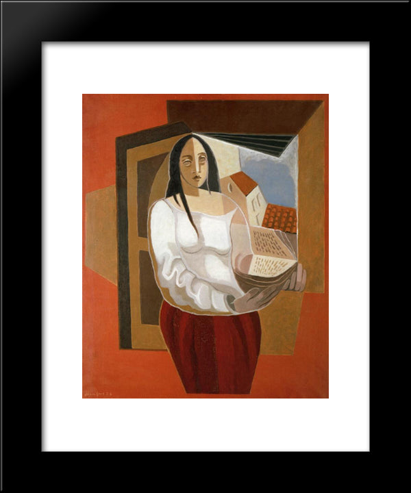The Reader 20x24 Black Modern Wood Framed Art Print Poster by Gris, Juan