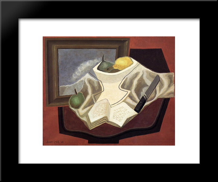 The Table In Front Of The Picture 20x24 Black Modern Wood Framed Art Print Poster by Gris, Juan