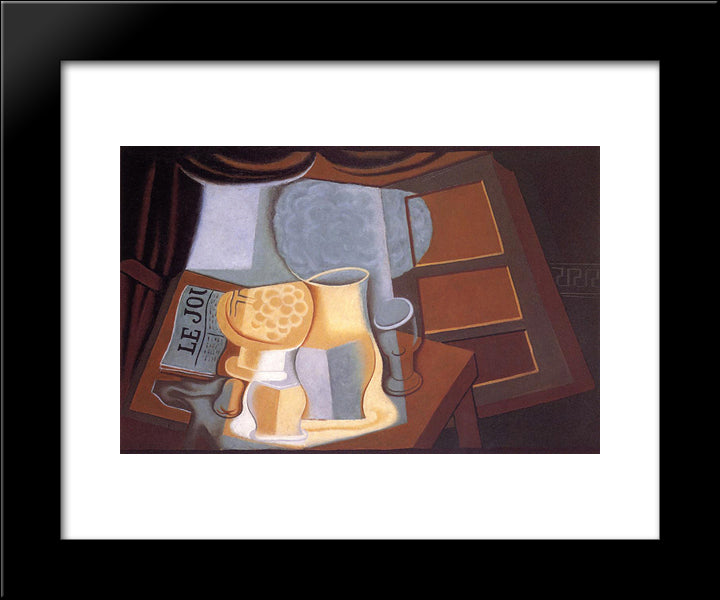 The Table In Front Of The Window 20x24 Black Modern Wood Framed Art Print Poster by Gris, Juan