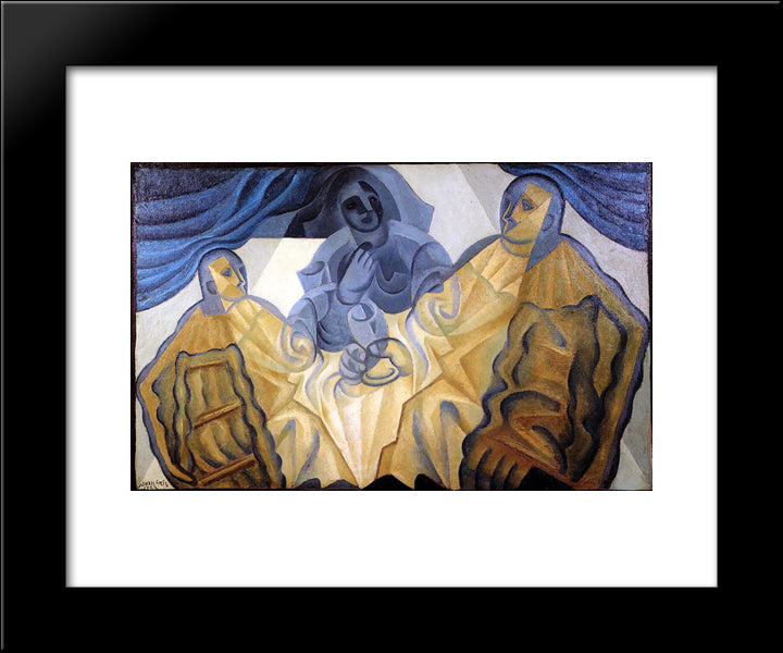 The Three Masks 20x24 Black Modern Wood Framed Art Print Poster by Gris, Juan