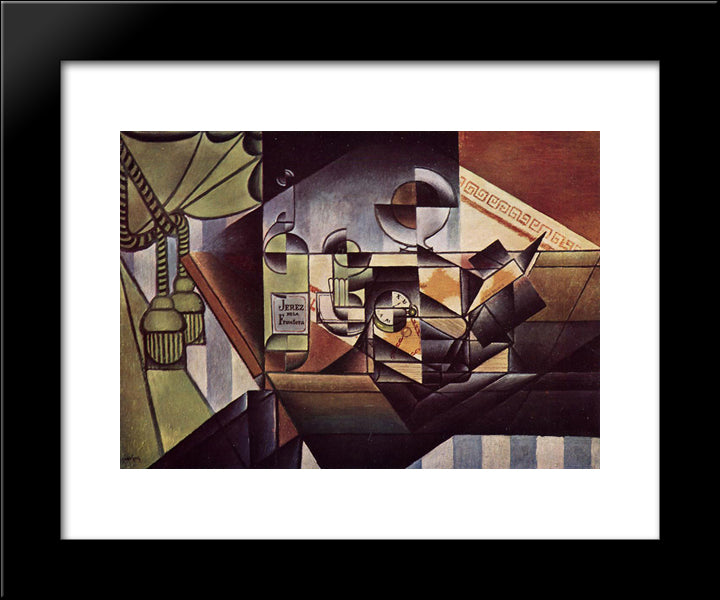 The Watch (The Sherry Bottle) 20x24 Black Modern Wood Framed Art Print Poster by Gris, Juan