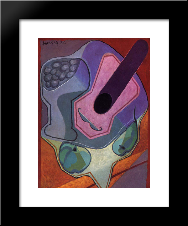 Violin With Fruit 20x24 Black Modern Wood Framed Art Print Poster by Gris, Juan