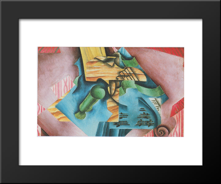 Violine And Glass 20x24 Black Modern Wood Framed Art Print Poster by Gris, Juan