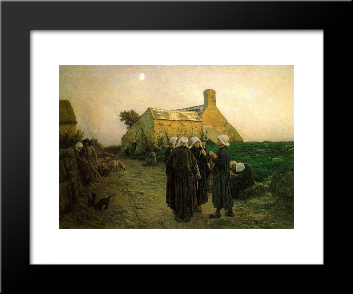 Evening In The Hamlet Of Finistere 20x24 Black Modern Wood Framed Art Print Poster by Breton, Jules