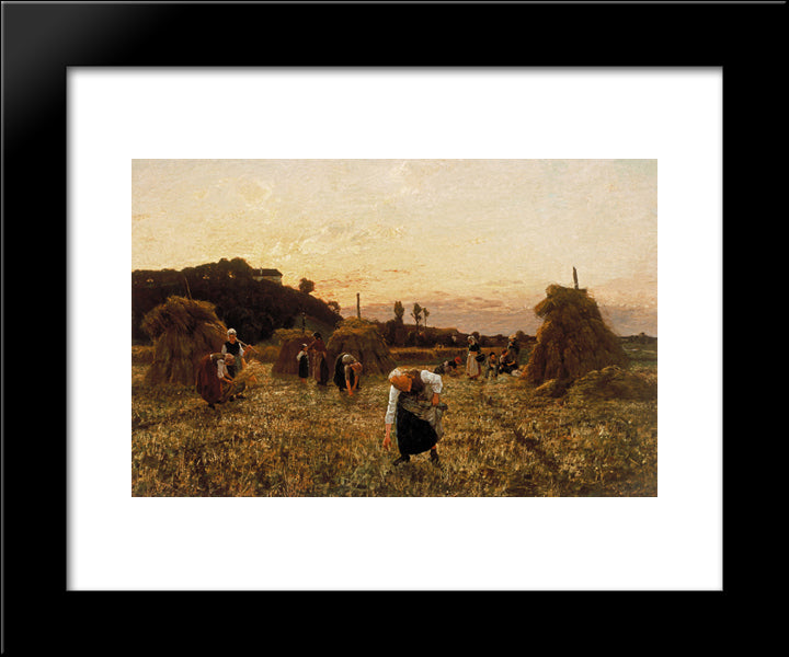 Gleaners At Sunset 20x24 Black Modern Wood Framed Art Print Poster by Breton, Jules