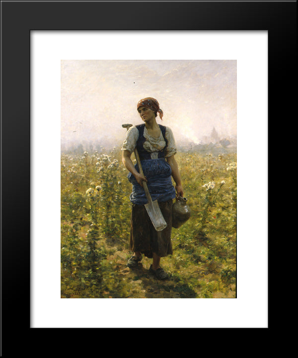 Le Matin 20x24 Black Modern Wood Framed Art Print Poster by Breton, Jules