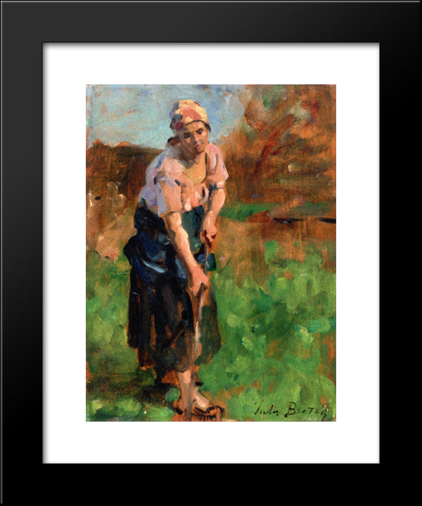 The Hoe (Sketch For Springtime) 20x24 Black Modern Wood Framed Art Print Poster by Breton, Jules